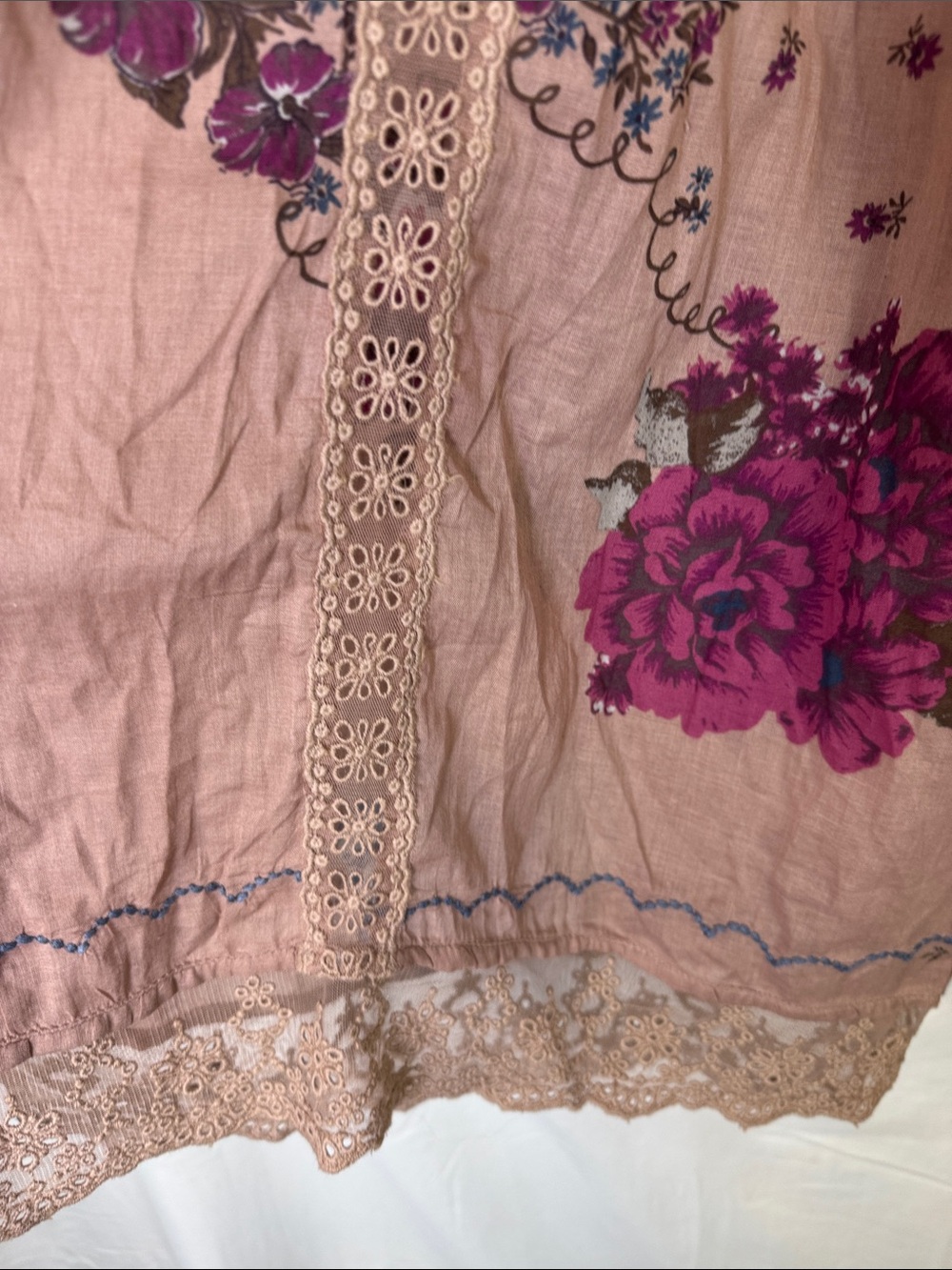 Free People Dusty Mauve Floral Wide-Leg Pants - Picture 6 of 7